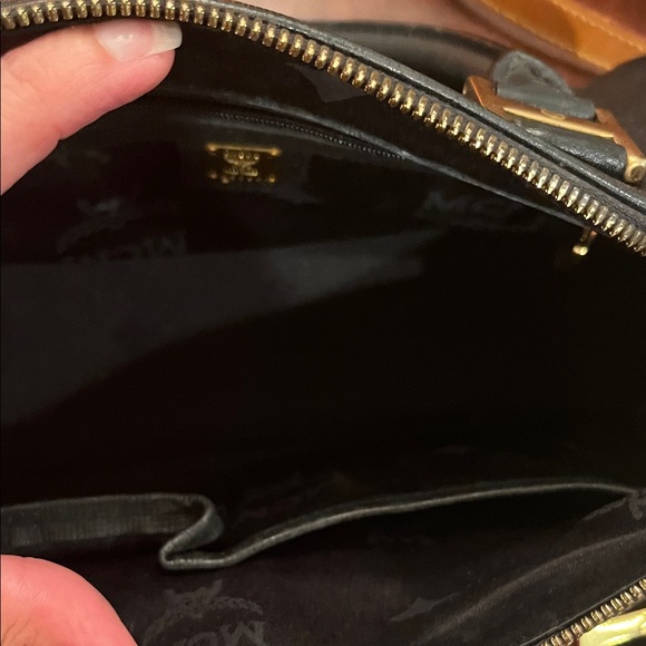 MCM Black Satchel with Gold Accents Luxury Medium size - Picture 8 of 9